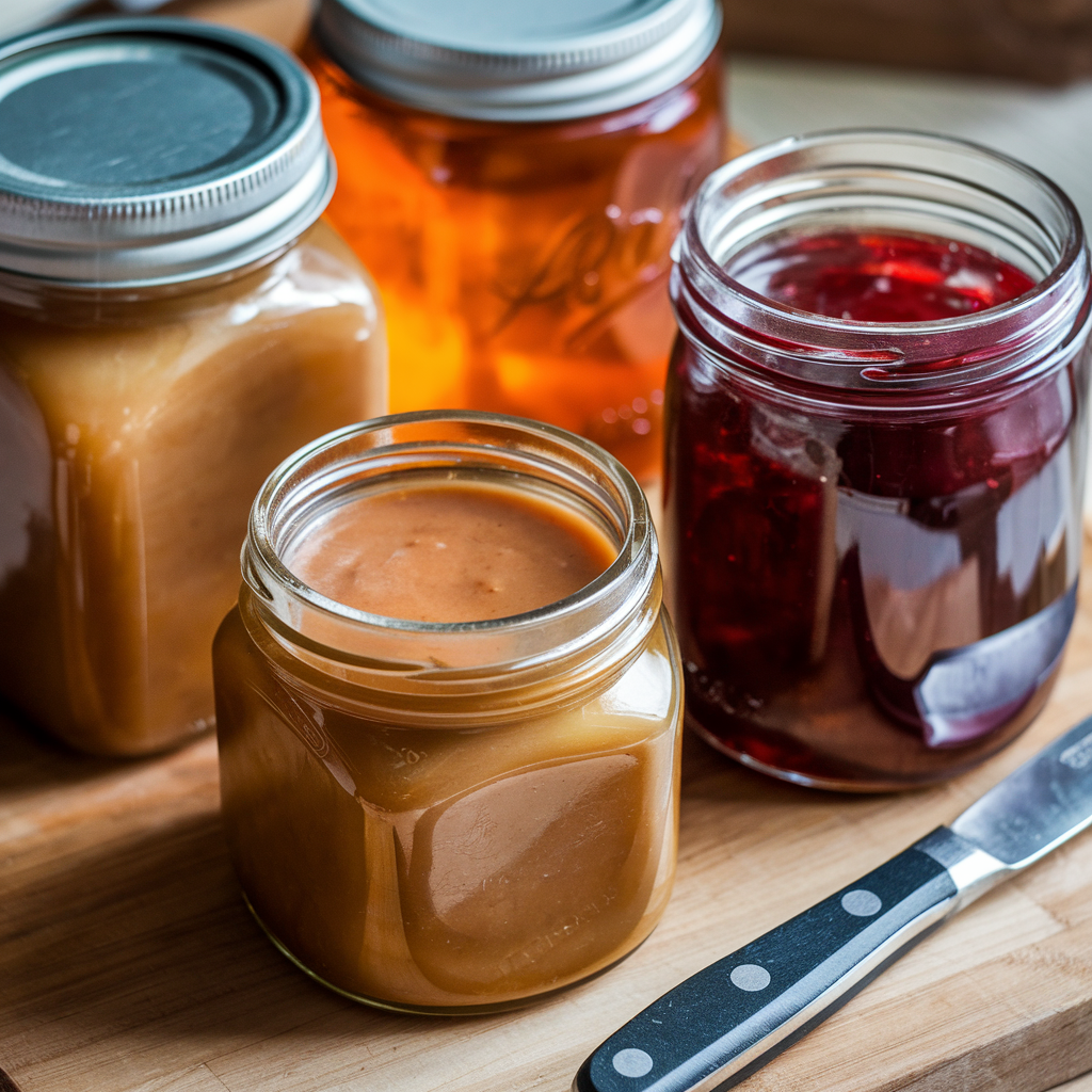 Apple jam, jelly and butter 