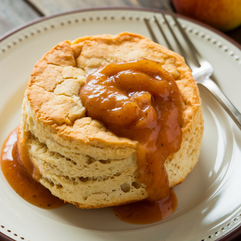 Apple butter on fresh baked biscuit